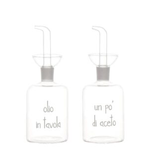Set 2 bottiglie Olio in tavola - Un po' di aceto